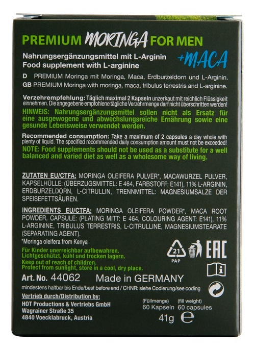 Pure Moringa + Maca Man Power, 60 kpl